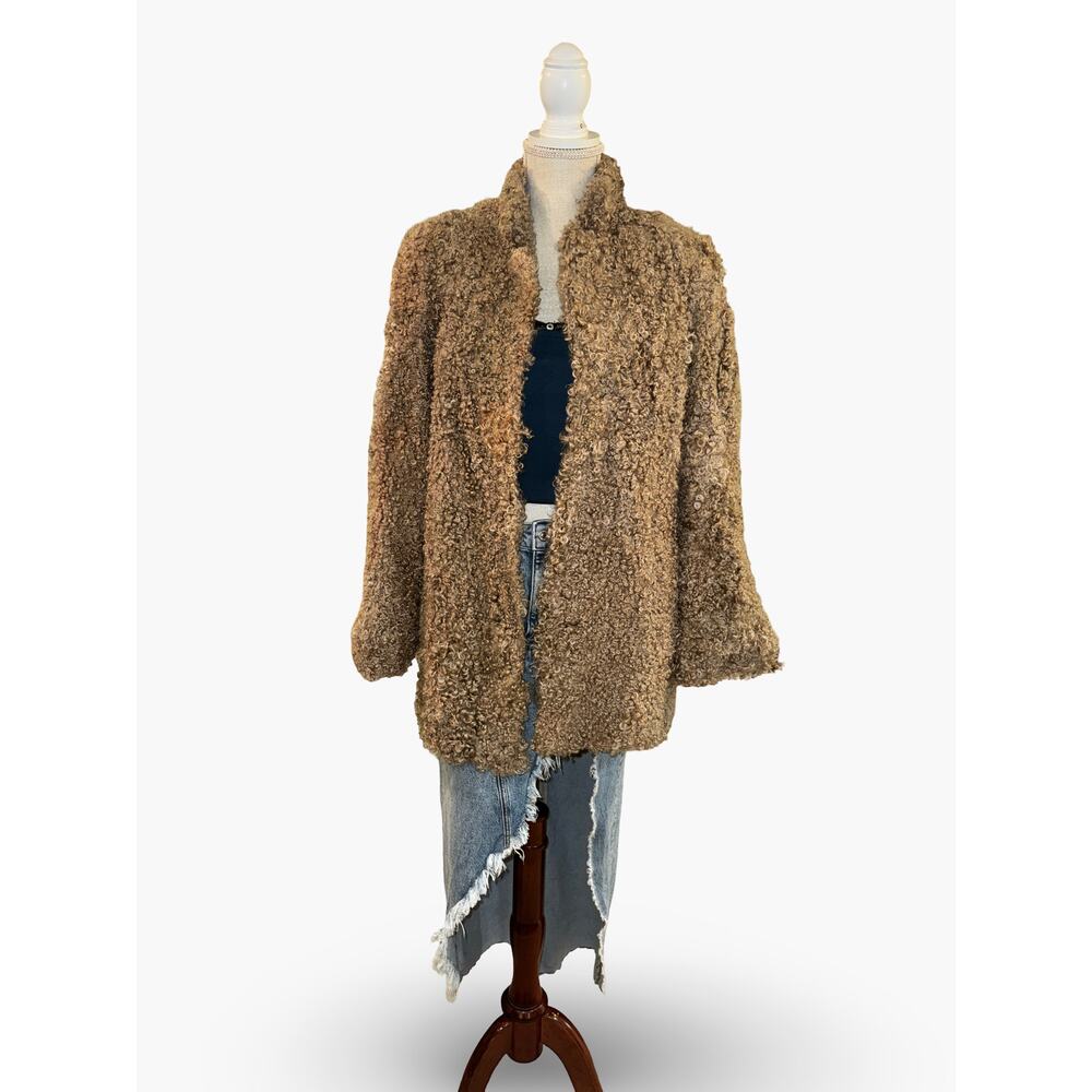 Vintage‎ DASCO Textured Persian Lamb Statement Coat Brown Size Small